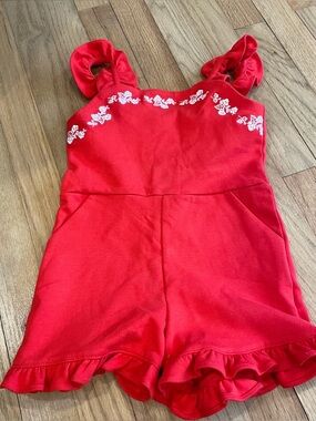 Janie and Jack NWT Girls' Ruffle Romper with White Embroidery